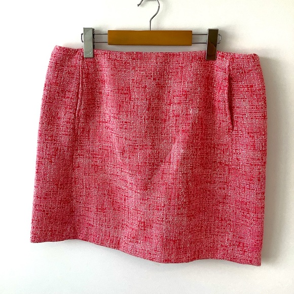 Joe fresh Coral Pink White Tweed Short A-Line Skirt Size 10 Pockets Career - Picture 1 of 7